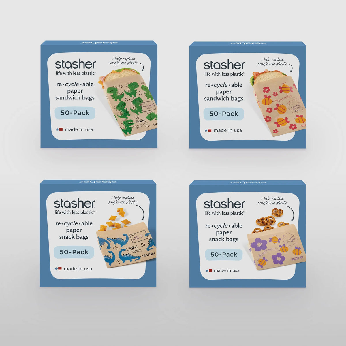 Recyclable Paper Bags 4-Pack 200ct